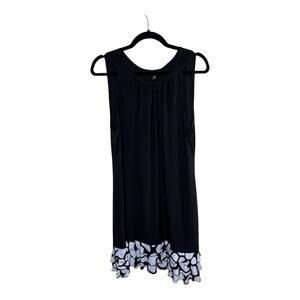 R & K Women's Black Knit DRESS w/ Black & White Ruffle Trim Size X-LARGE